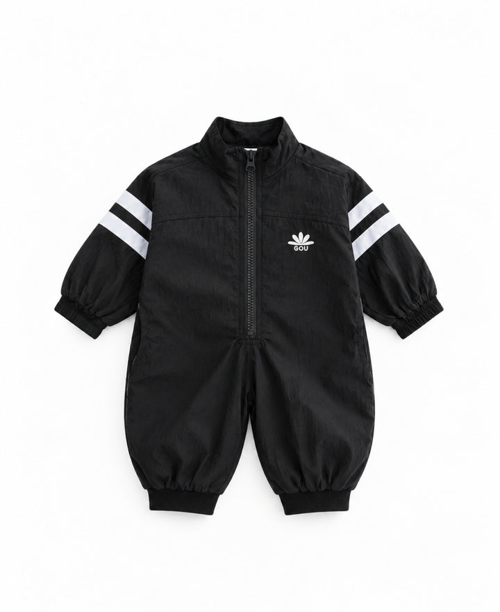 Combinaison bébé zippée à manches longues style sportif