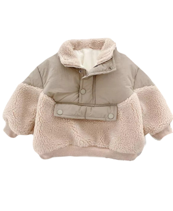 Pull bébé chaud effet duveteux à col montant et boutons