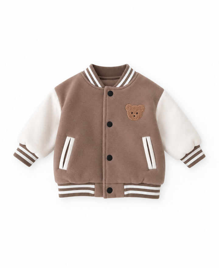 Veste bébé style sportif motif ours à boutons pression