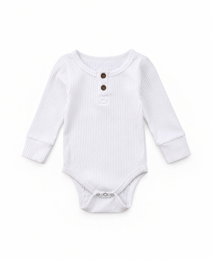 Body bébé en tissu côtelé manches longues à boutons-pression