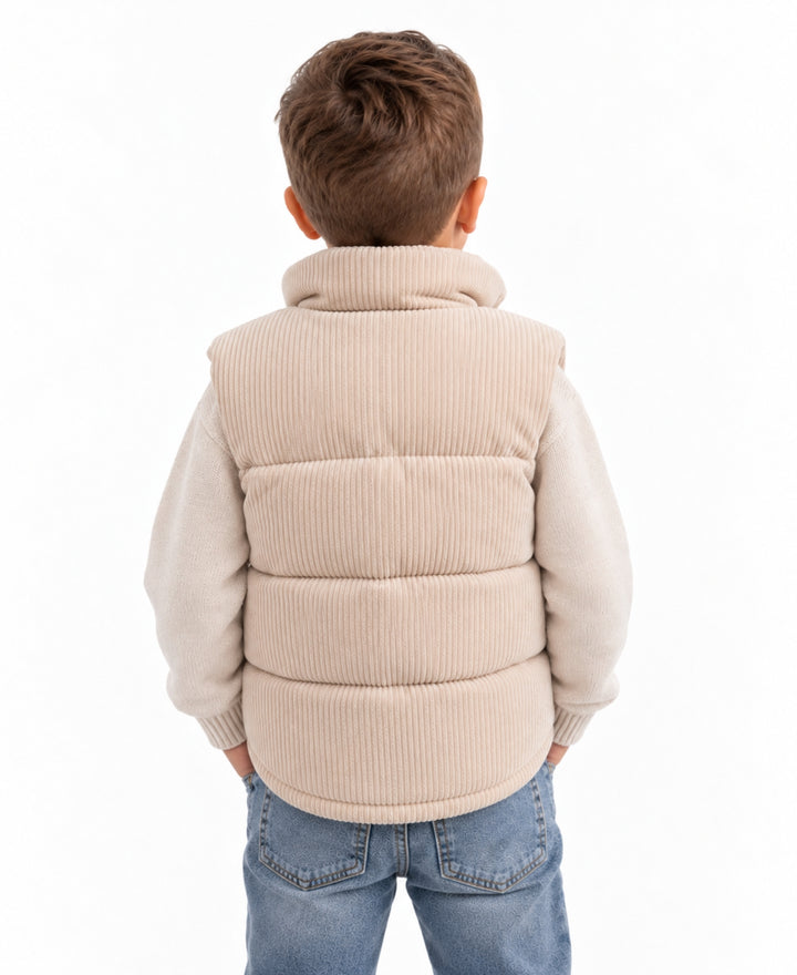 Gilet sans manches enfant matelassé en velours côtelé
