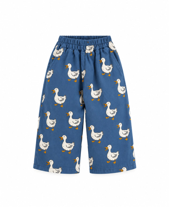 Pantalon enfant large imprimé oies taille élastique poches