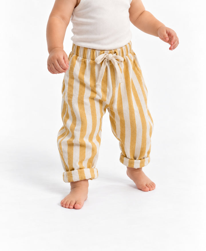 Pantalon enfant rayé à taille élastique avec cordon