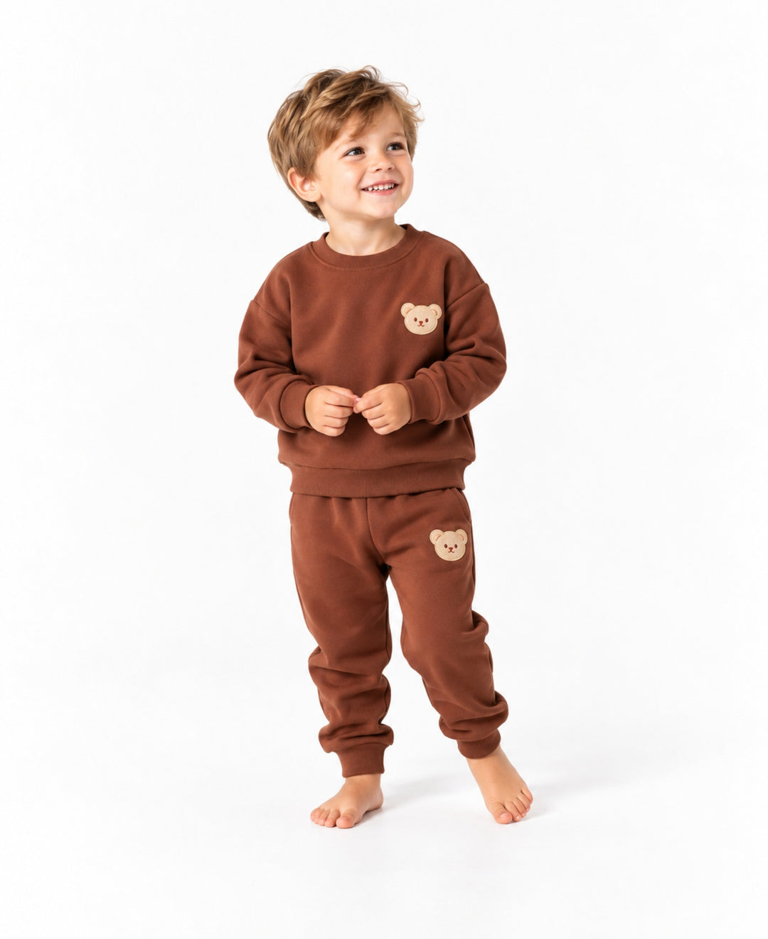 Ensemble bébé et enfant 2 pièces sweat pantalon motif ours