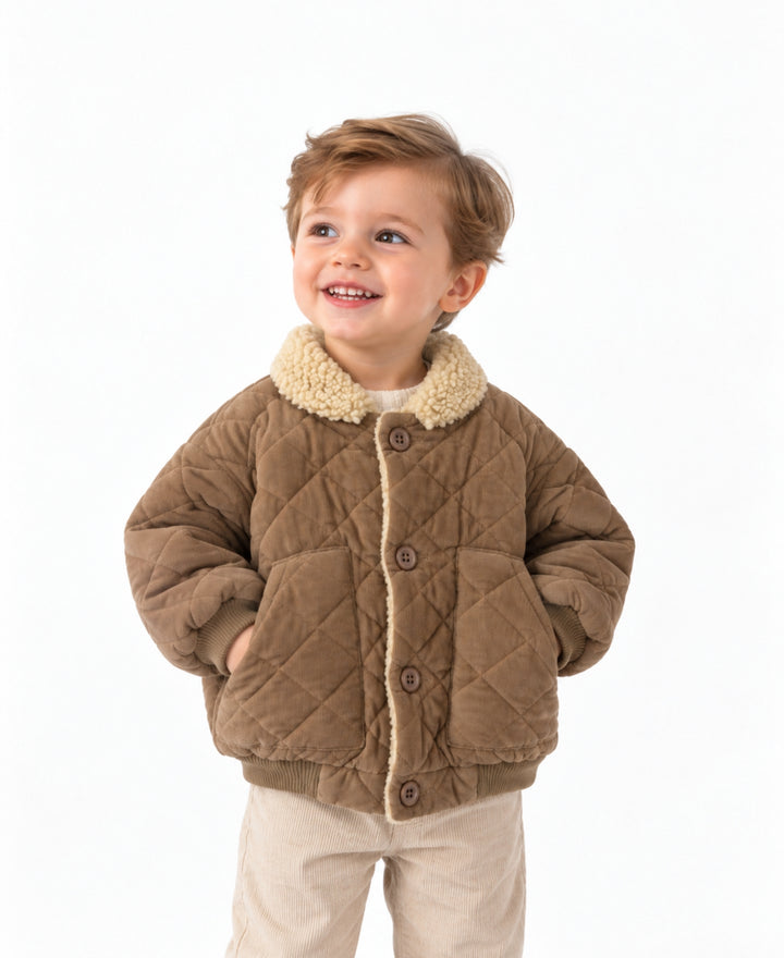 Veste matelassée bébé enfant col sherpa poches manches longues