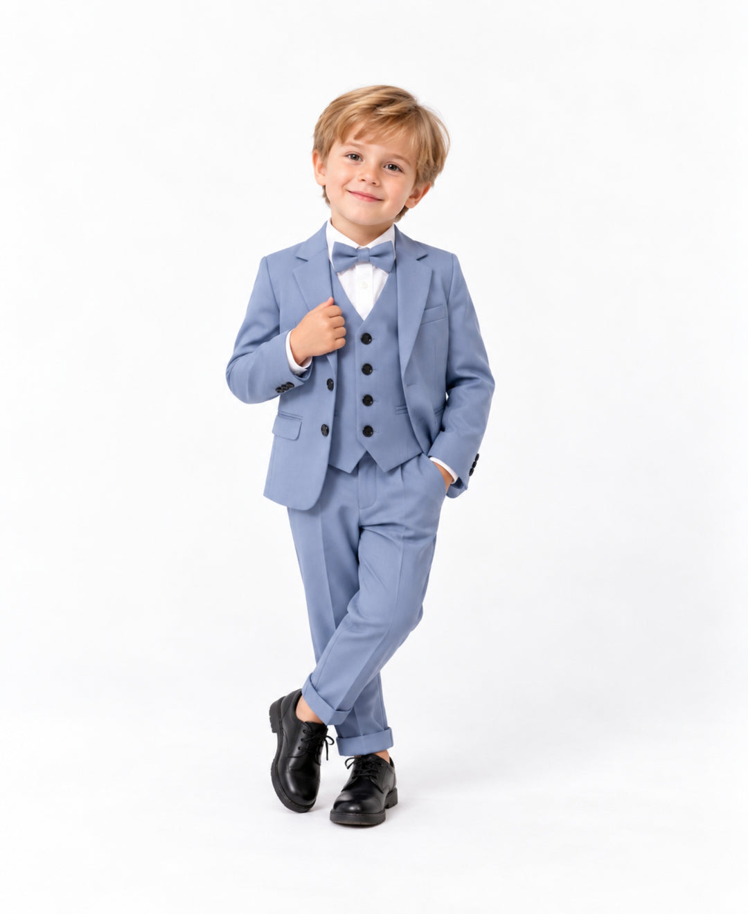 Costume garçon chic 4 pièces ensemble cérémonie avec gilet nœud papillon