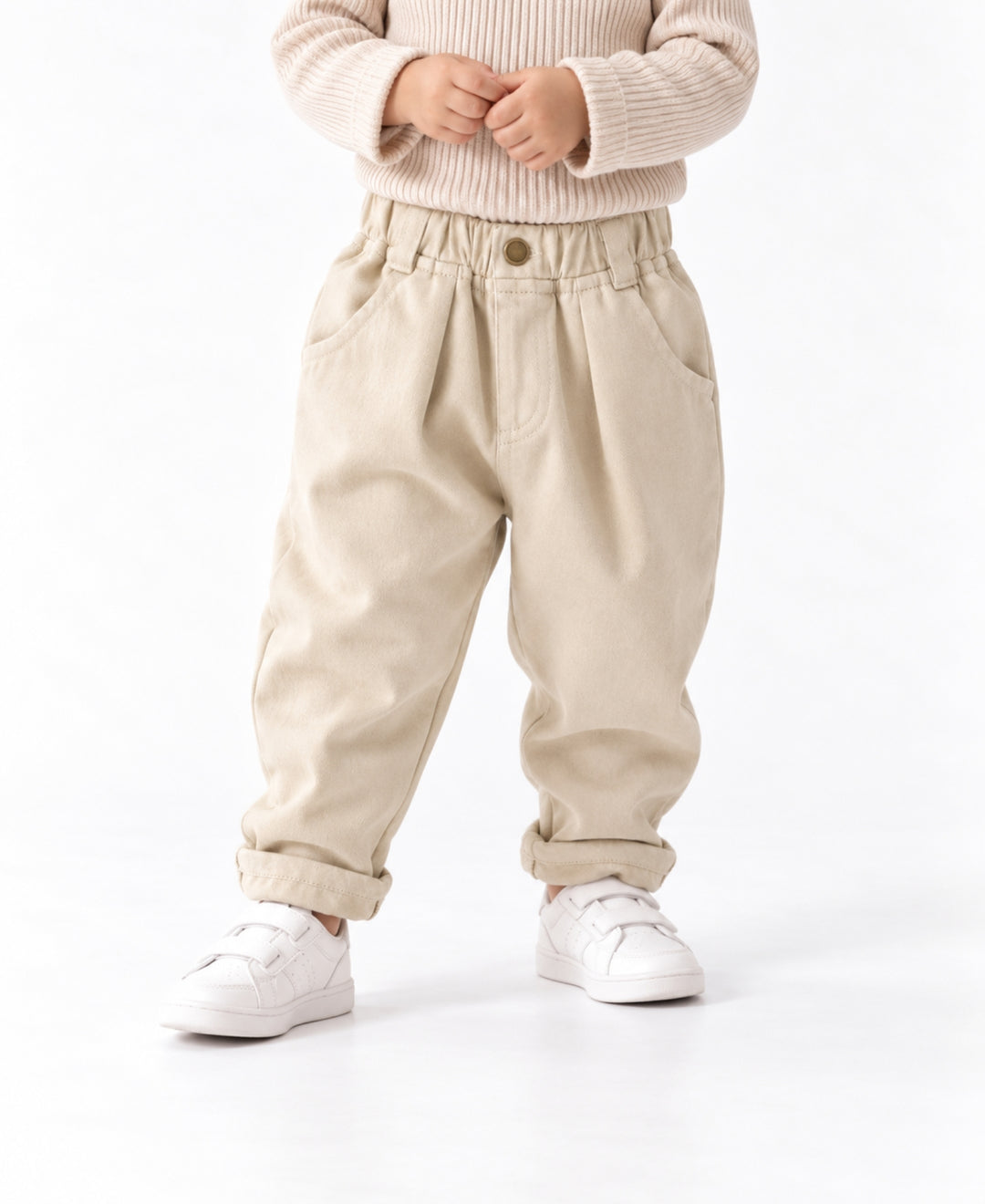 Pantalon enfant taille élastique coupe droite poches