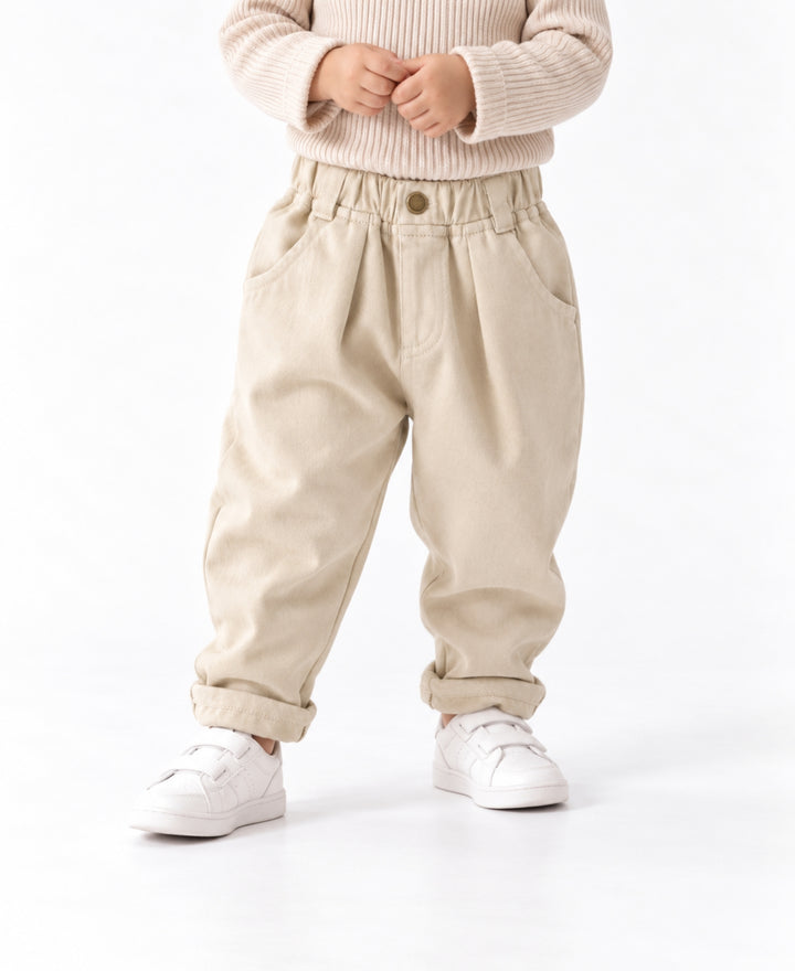 Pantalon enfant taille élastique coupe droite poches