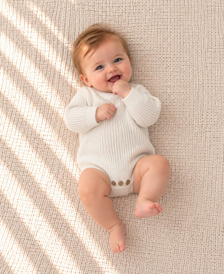 Body bébé en maille tricotée manches longues à boutons