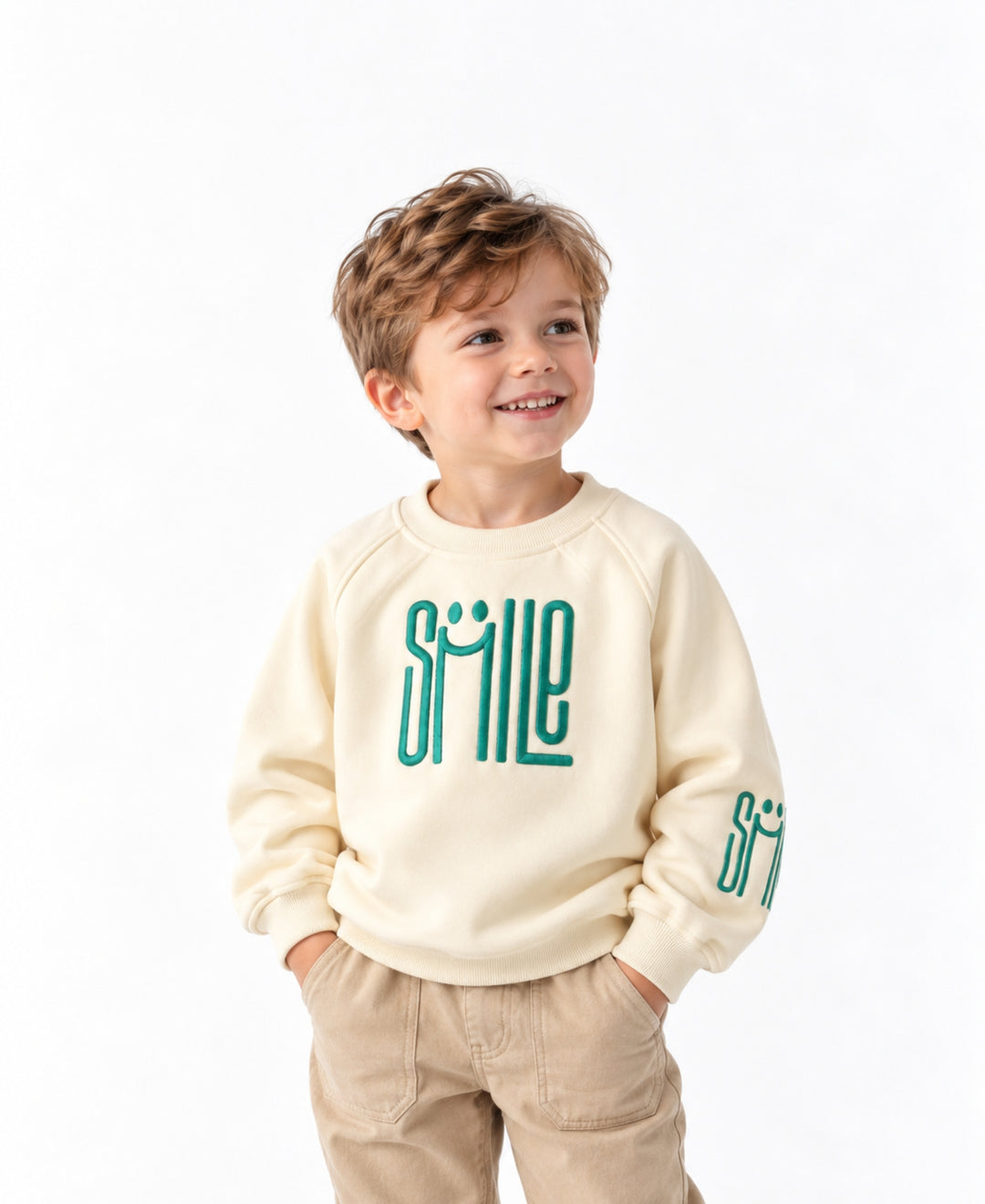 Sweatshirt enfant manches longues motif Smile col rond