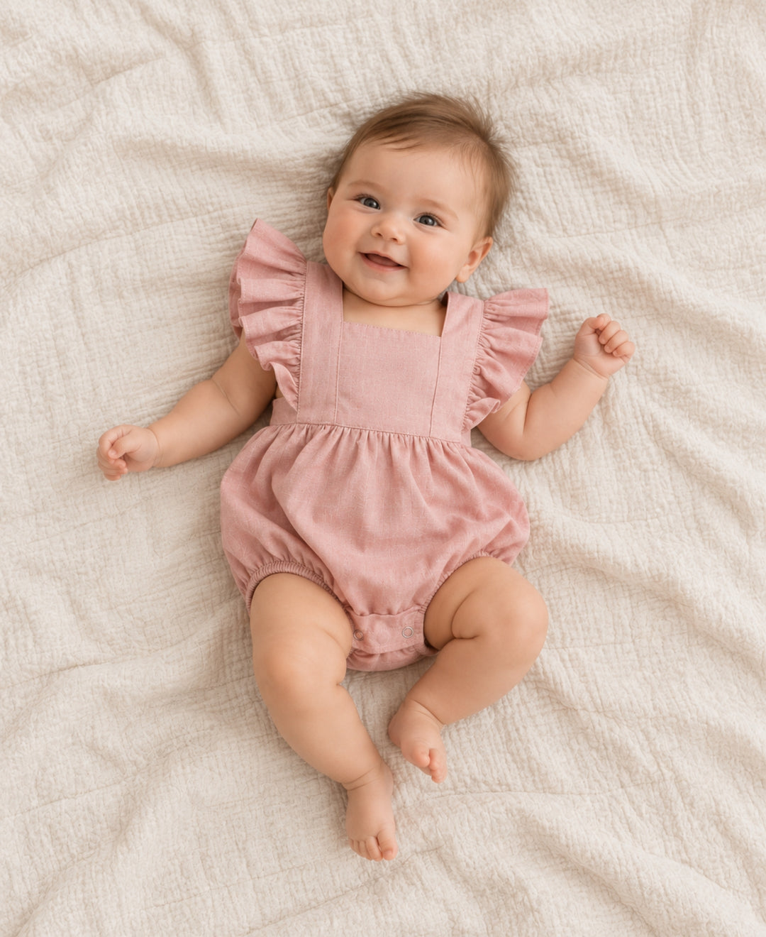 Barboteuse bébé fille bretelles à volants
