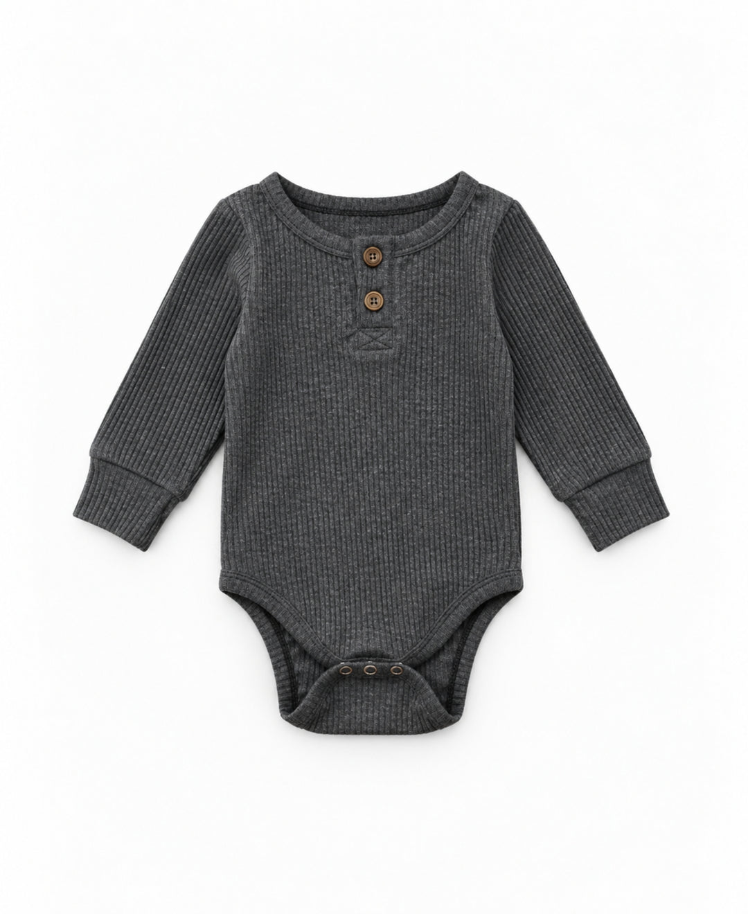 Body bébé en tissu côtelé manches longues à boutons-pression