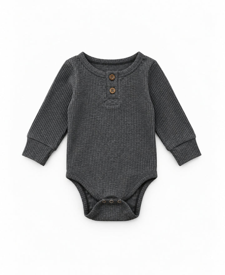 Body bébé en tissu côtelé manches longues à boutons-pression