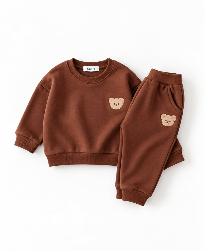 Ensemble bébé et enfant 2 pièces sweat pantalon motif ours
