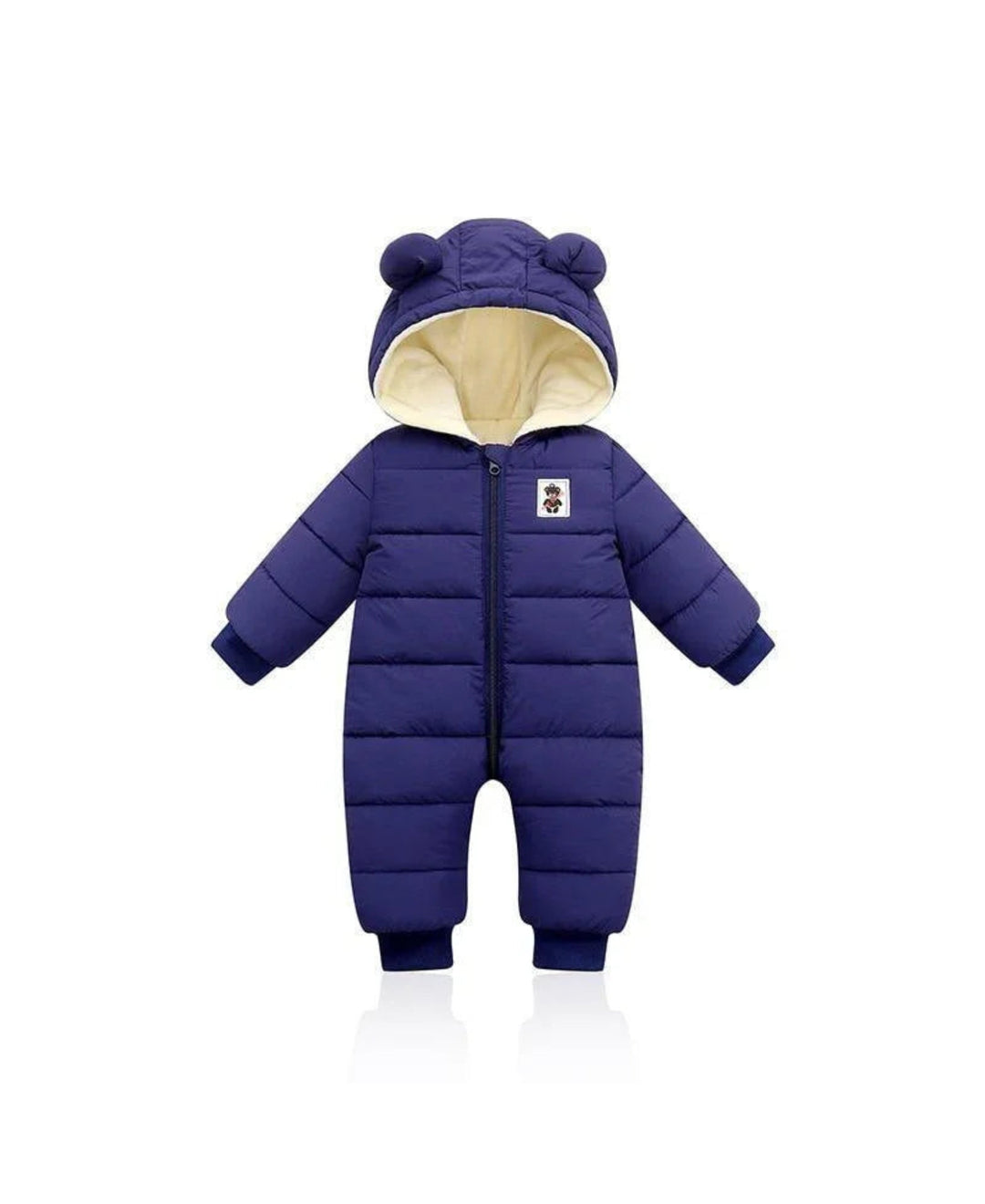 Combinaison bébé matelassée à capuche oreilles ours zippée