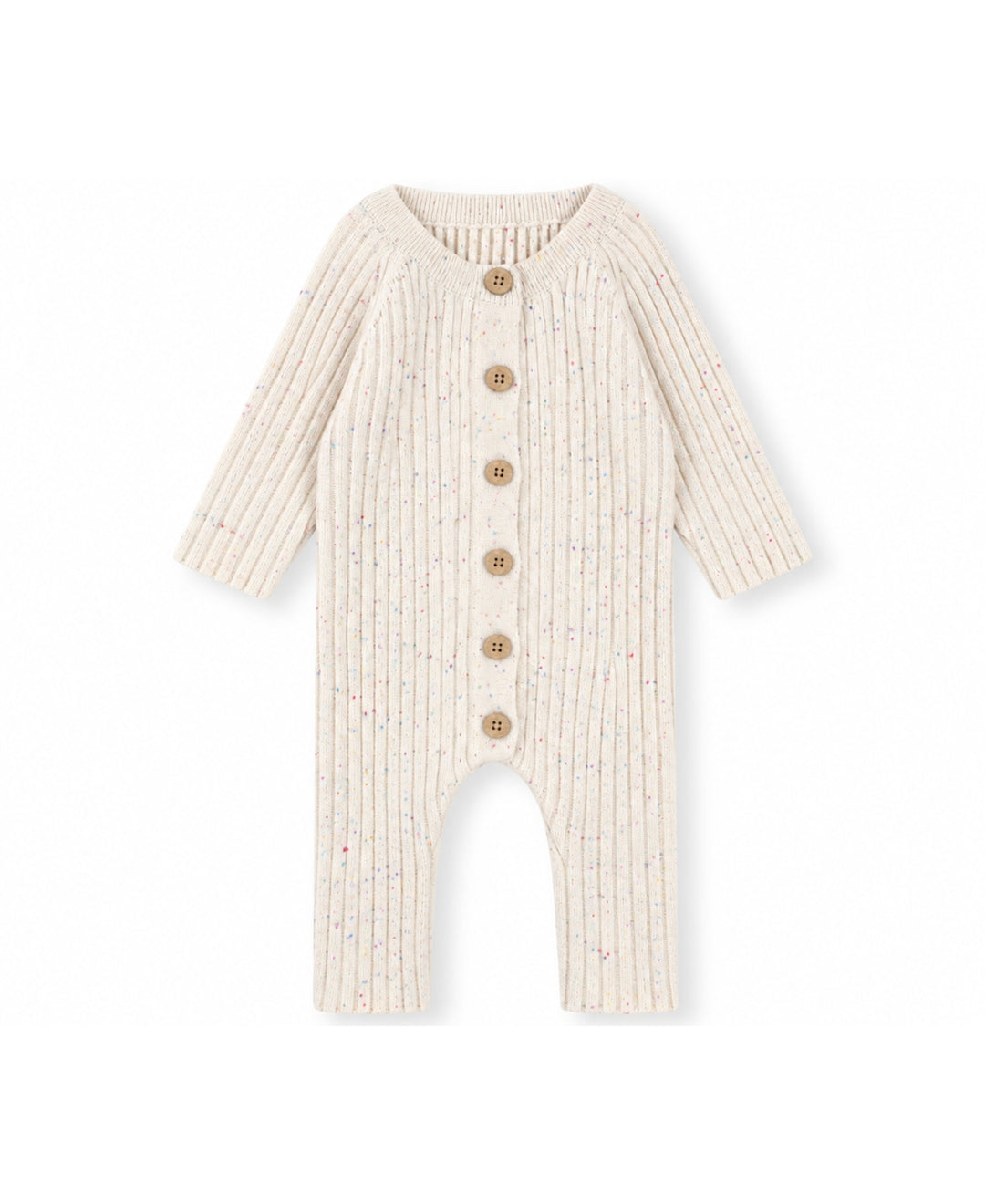 Grenouillère bébé tricot côtelé à manches longues avec boutons
