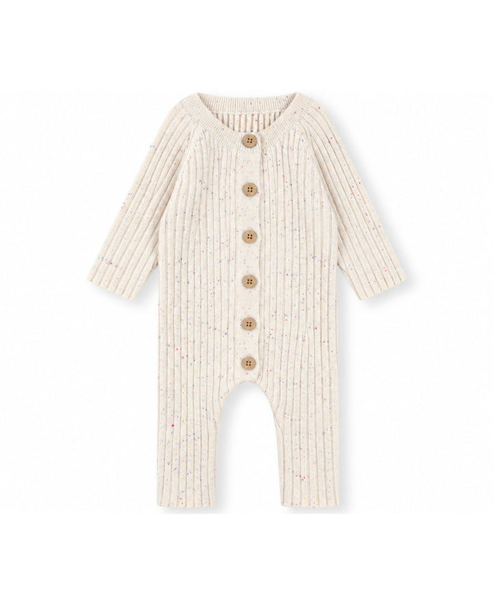 Grenouillère bébé tricot côtelé à manches longues avec boutons