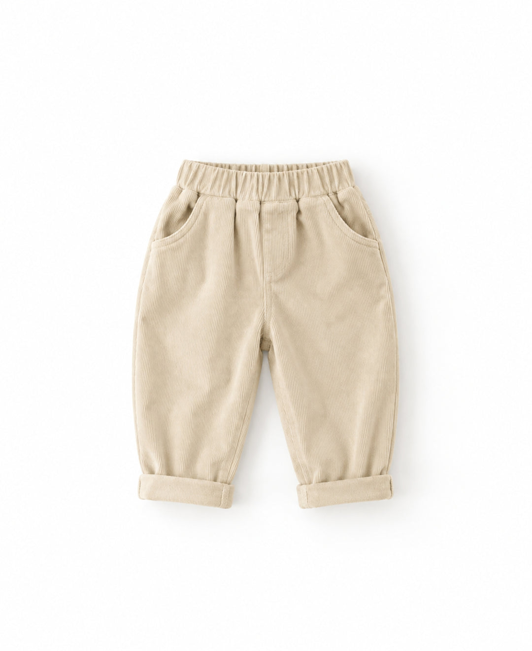 Pantalon enfant en velours côtelé taille élastique poches coupe droite