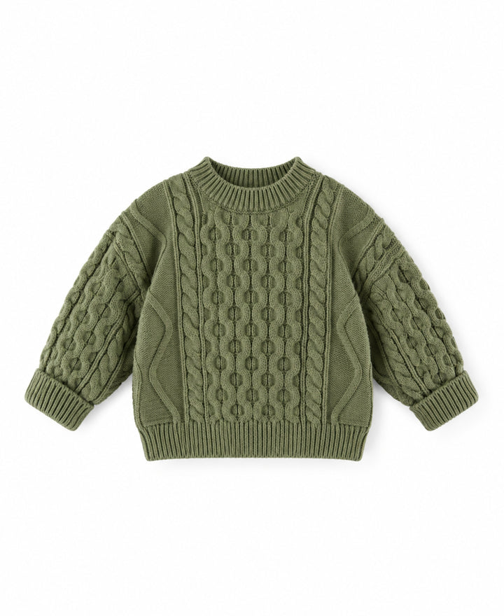 Pull enfant torsadé col rond manches longues style décontracté