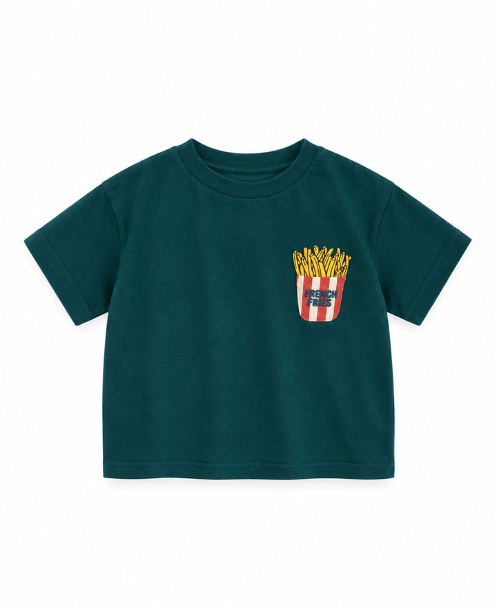 T-shirt enfant imprimé café pain frites manches courtes col rond