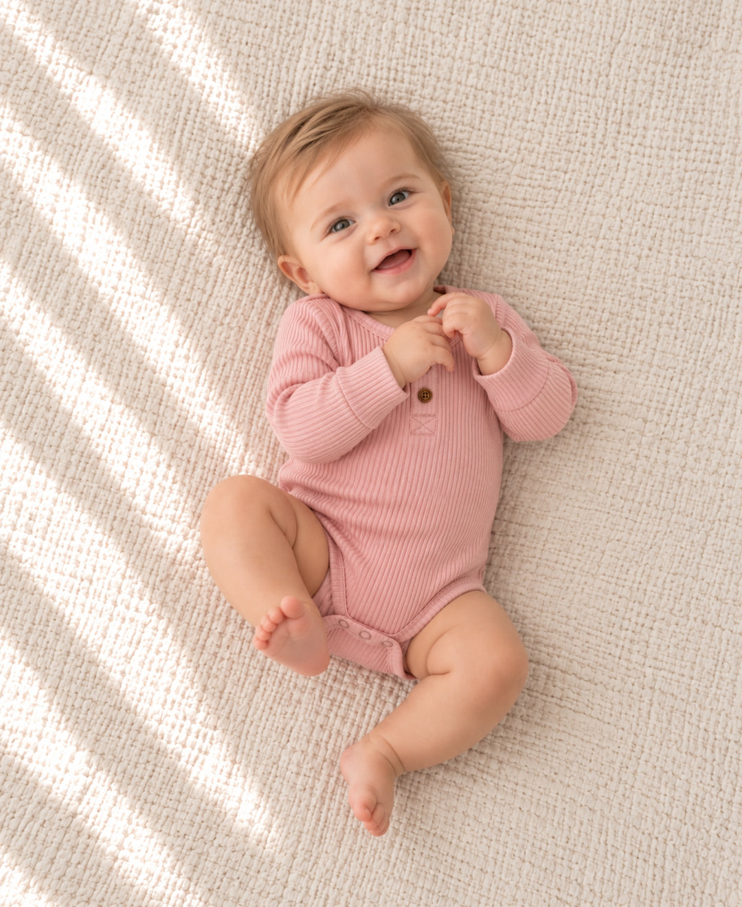 Body bébé en tissu côtelé manches longues à boutons-pression