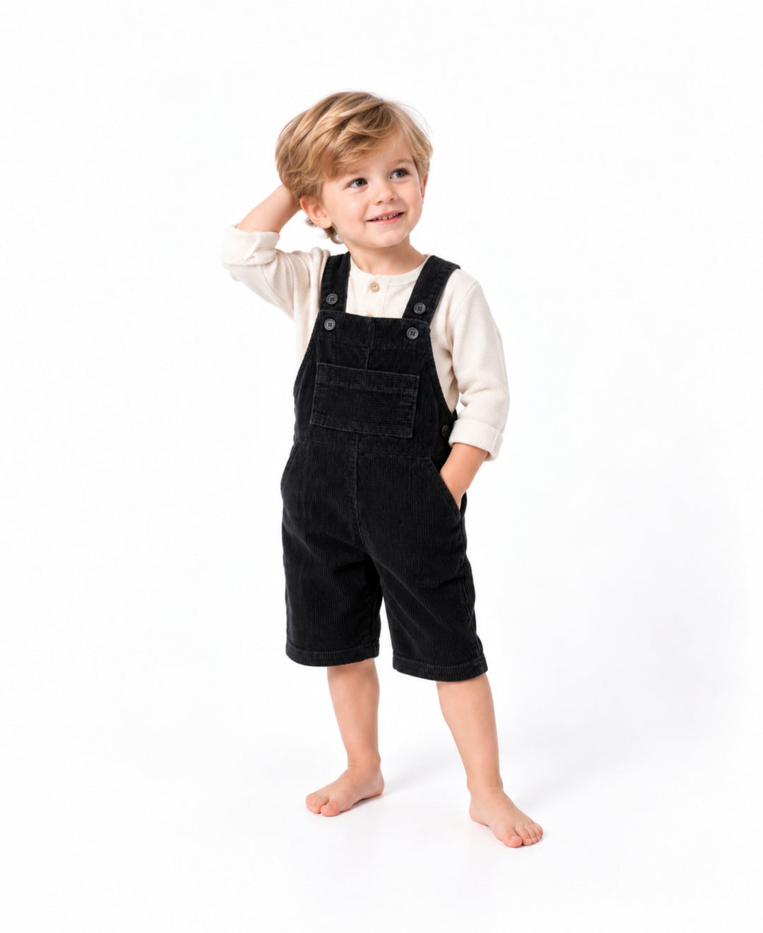Salopette en velours côtelé à bretelles pantalon coupe droite