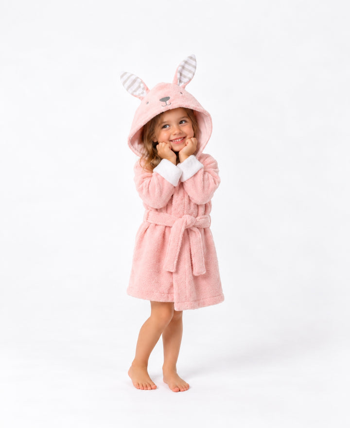 Peignoir enfant à capuche doux avec ceinture