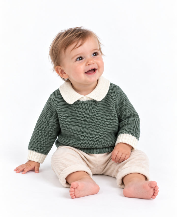 Pull enfant tricot col Claudine manches longues maille texturée