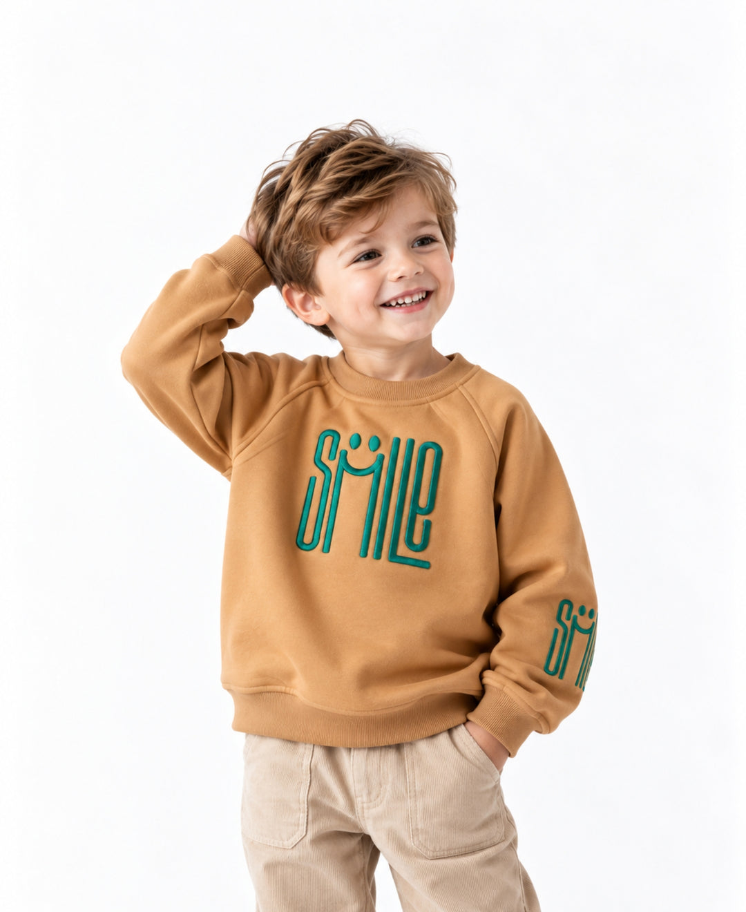 Sweatshirt enfant manches longues motif Smile col rond