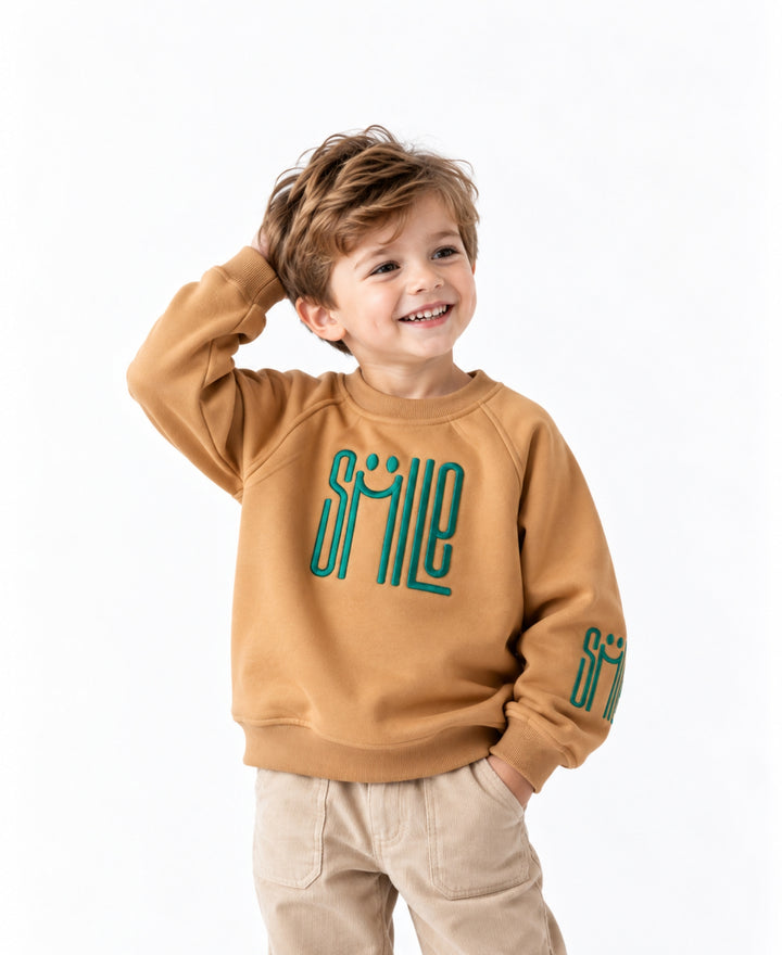 Sweatshirt enfant manches longues motif Smile col rond