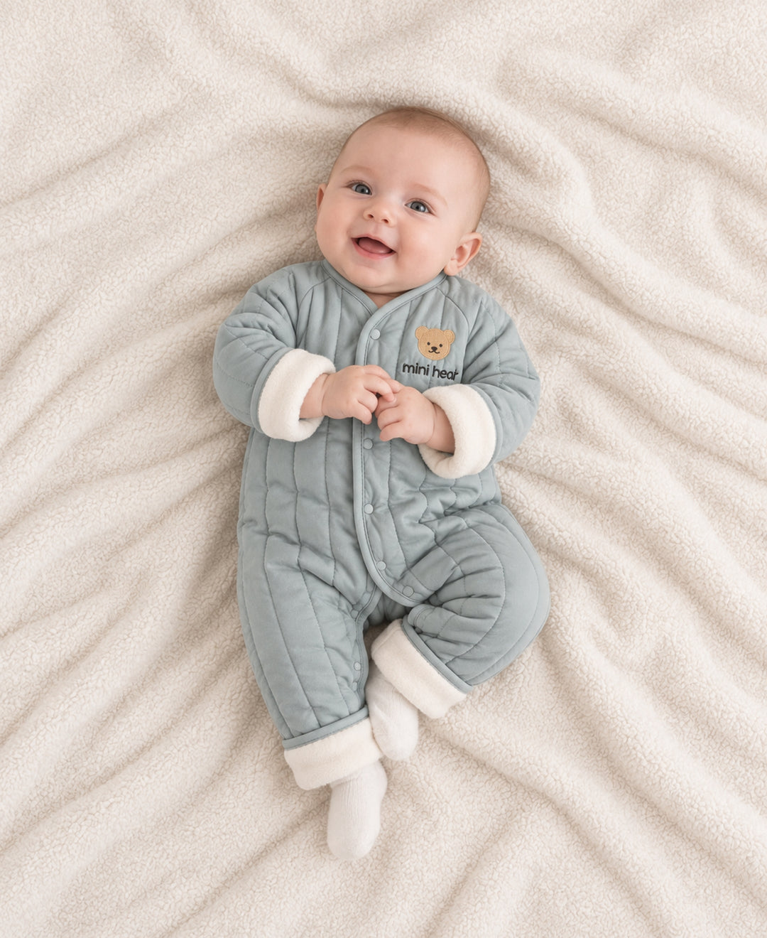 Combinaison bébé matelassée motif ours à manches longues