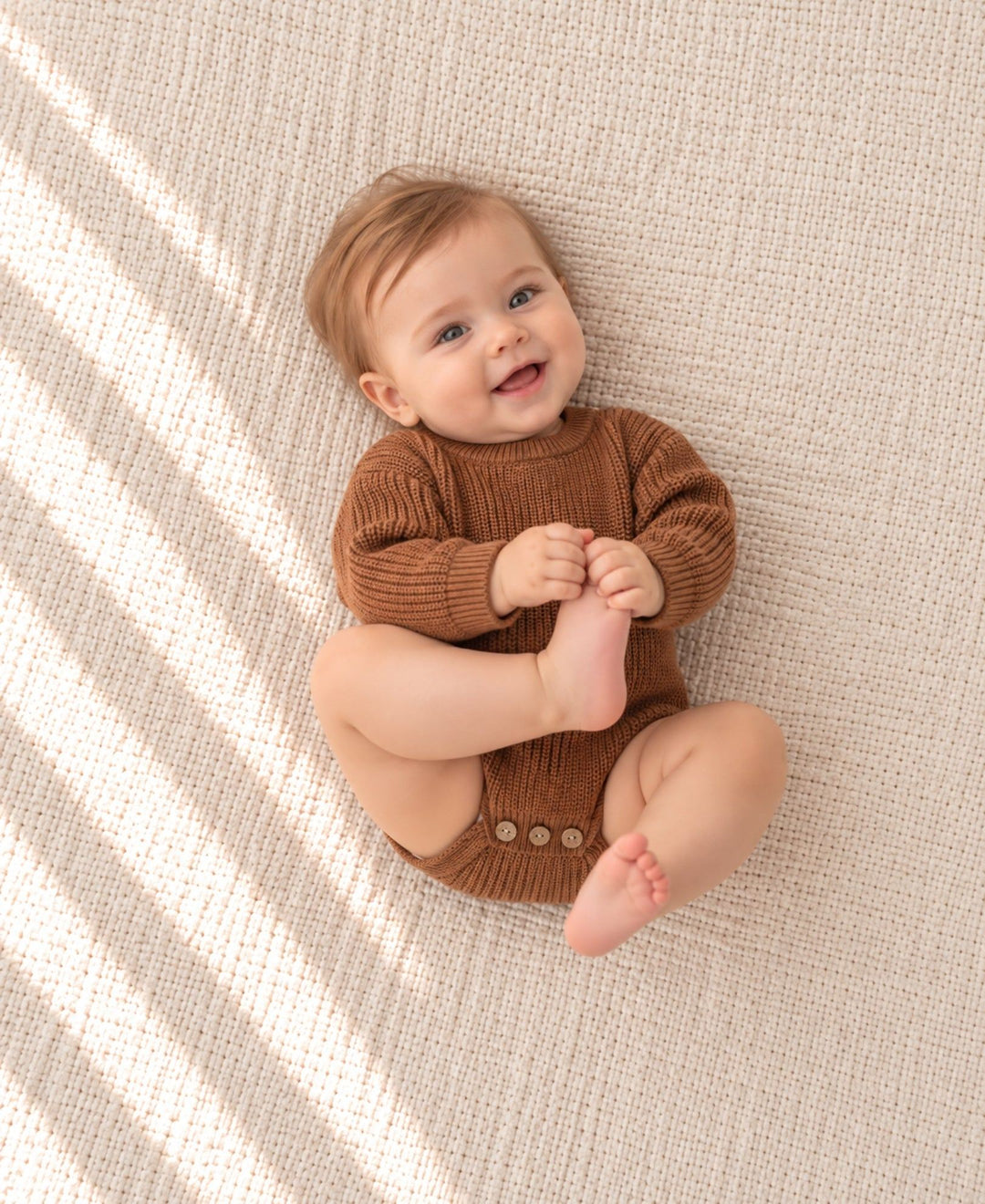 Body bébé en maille tricotée manches longues à boutons