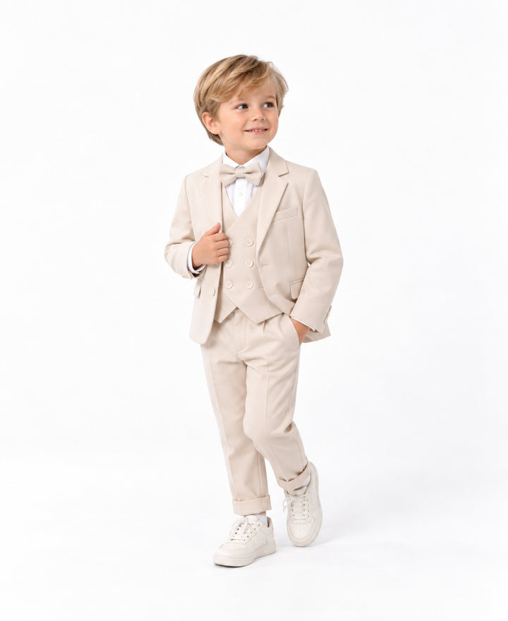 Costume garçon chic 4 pièces ensemble cérémonie avec gilet nœud papillon