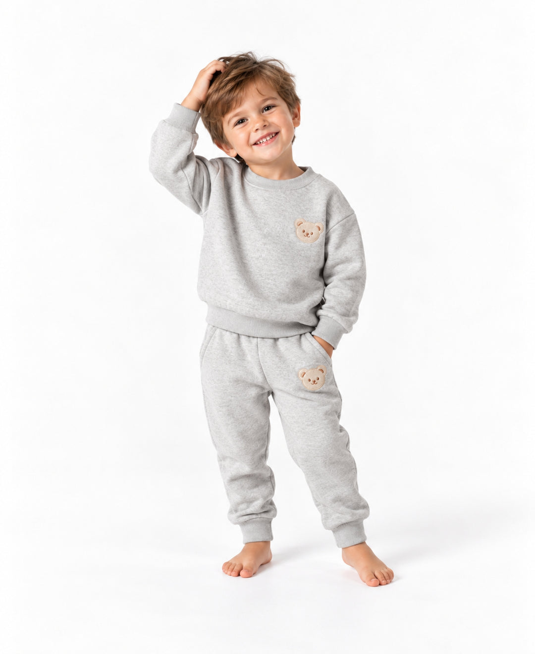 Ensemble bébé et enfant 2 pièces sweat pantalon motif ours
