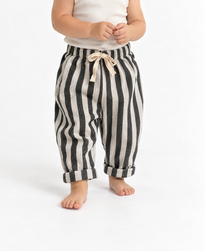 Pantalon enfant rayé à taille élastique avec cordon