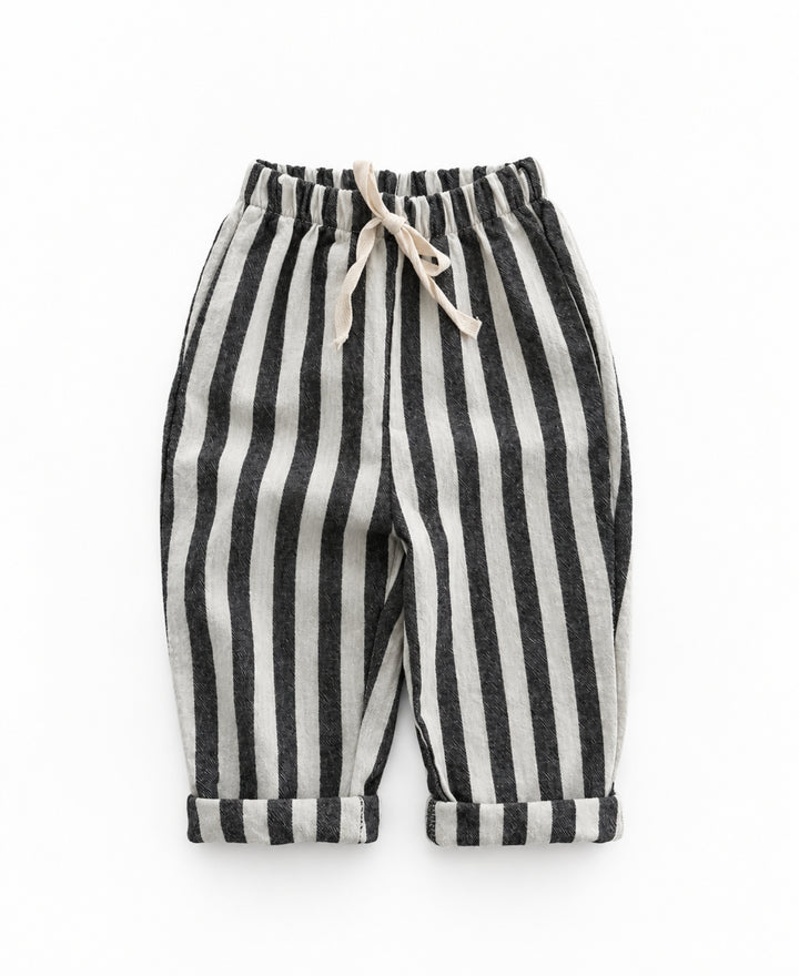 Pantalon enfant rayé à taille élastique avec cordon