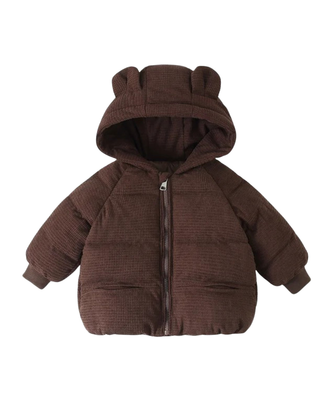 Doudoune bébé enfant à capuche oreilles d’ours poches zippées