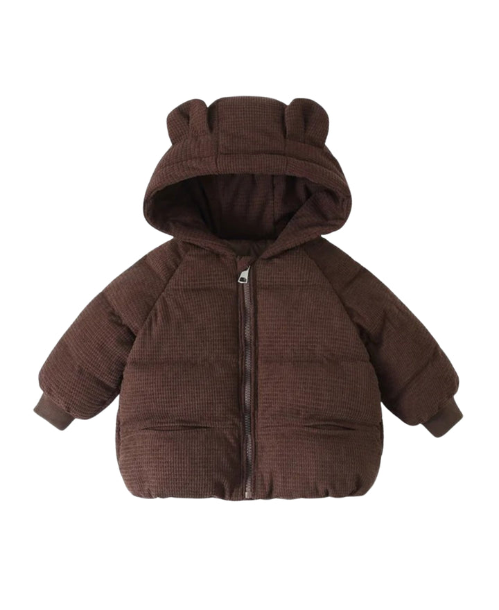 Doudoune bébé enfant à capuche oreilles d’ours poches zippées