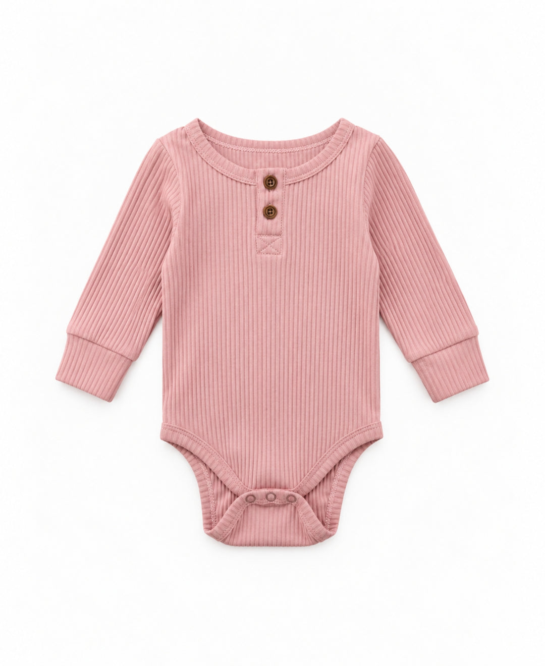 Body bébé en tissu côtelé manches longues à boutons-pression