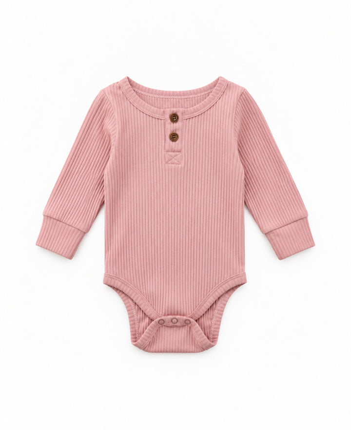 Body bébé en tissu côtelé manches longues à boutons-pression