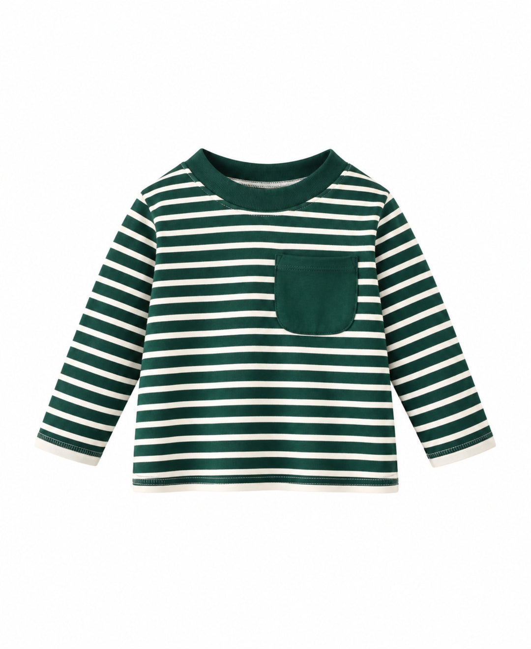 T-shirt enfant rayé manches longues poche poitrine col rond