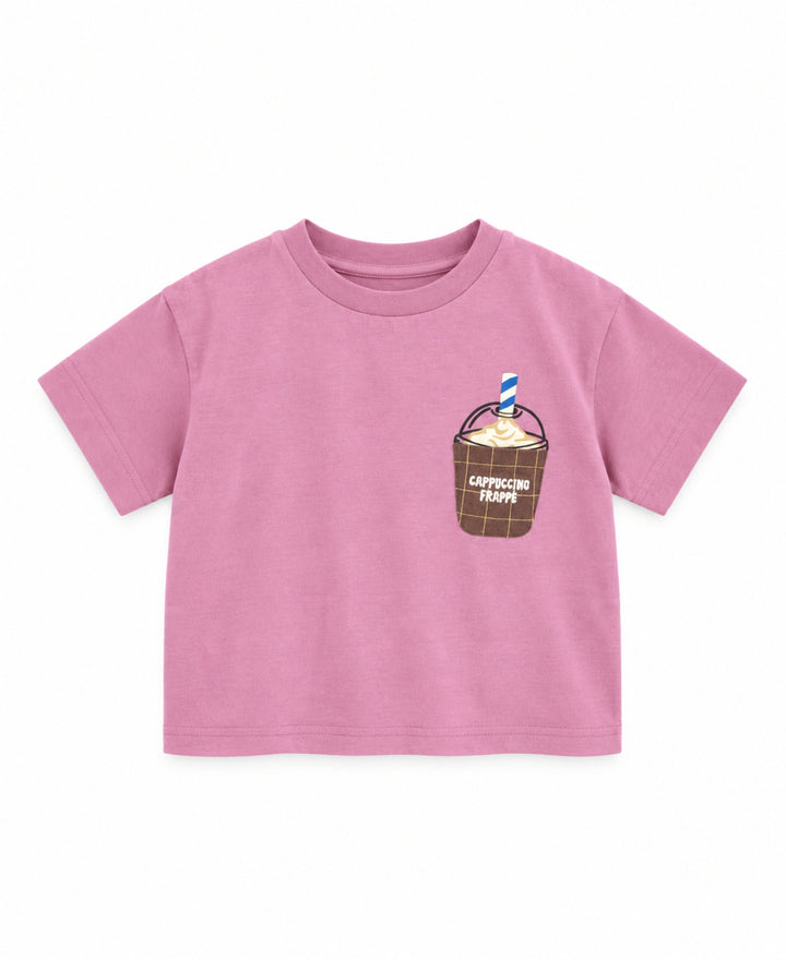 T-shirt enfant imprimé café pain frites manches courtes col rond