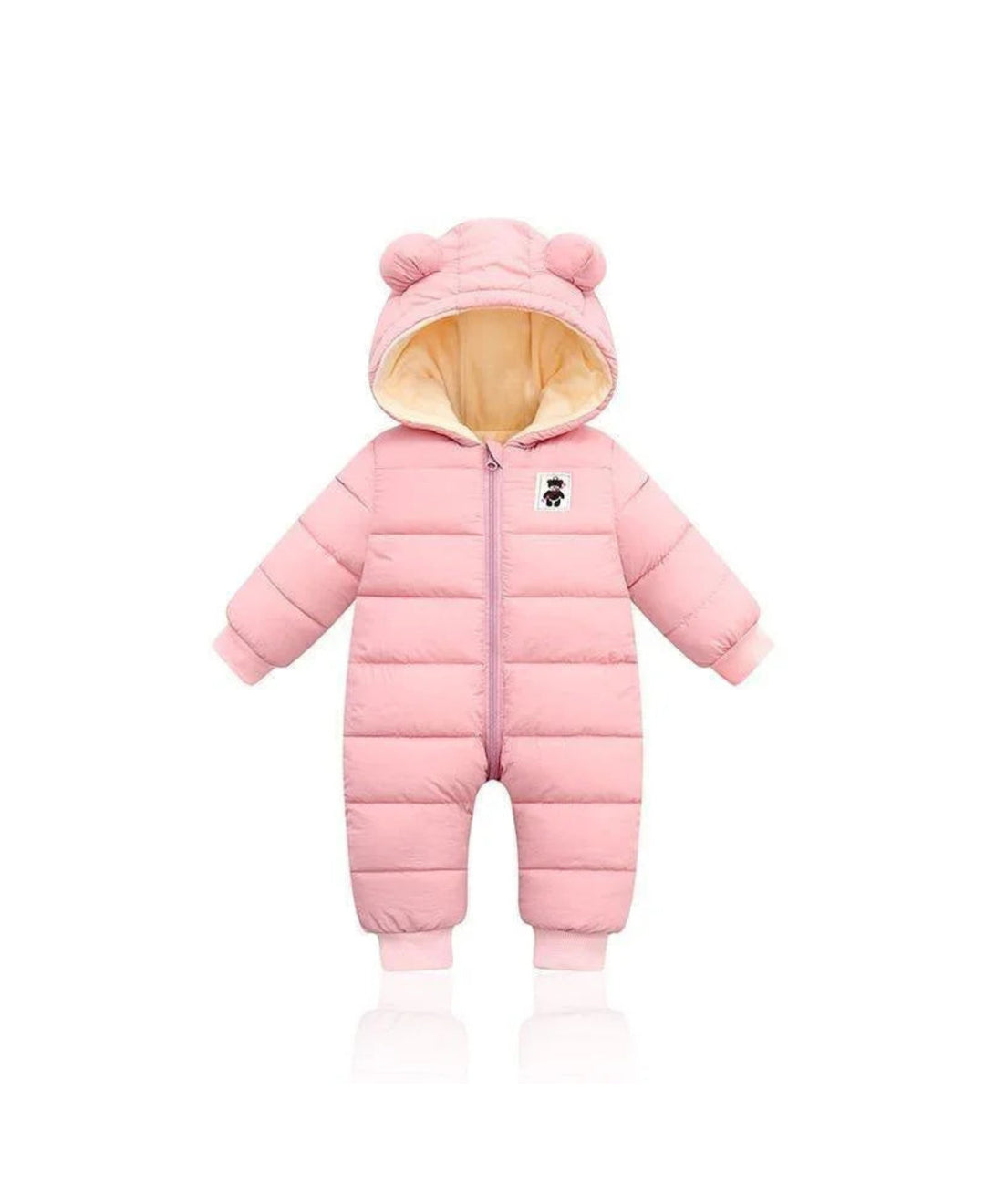 Combinaison bébé matelassée à capuche oreilles ours zippée