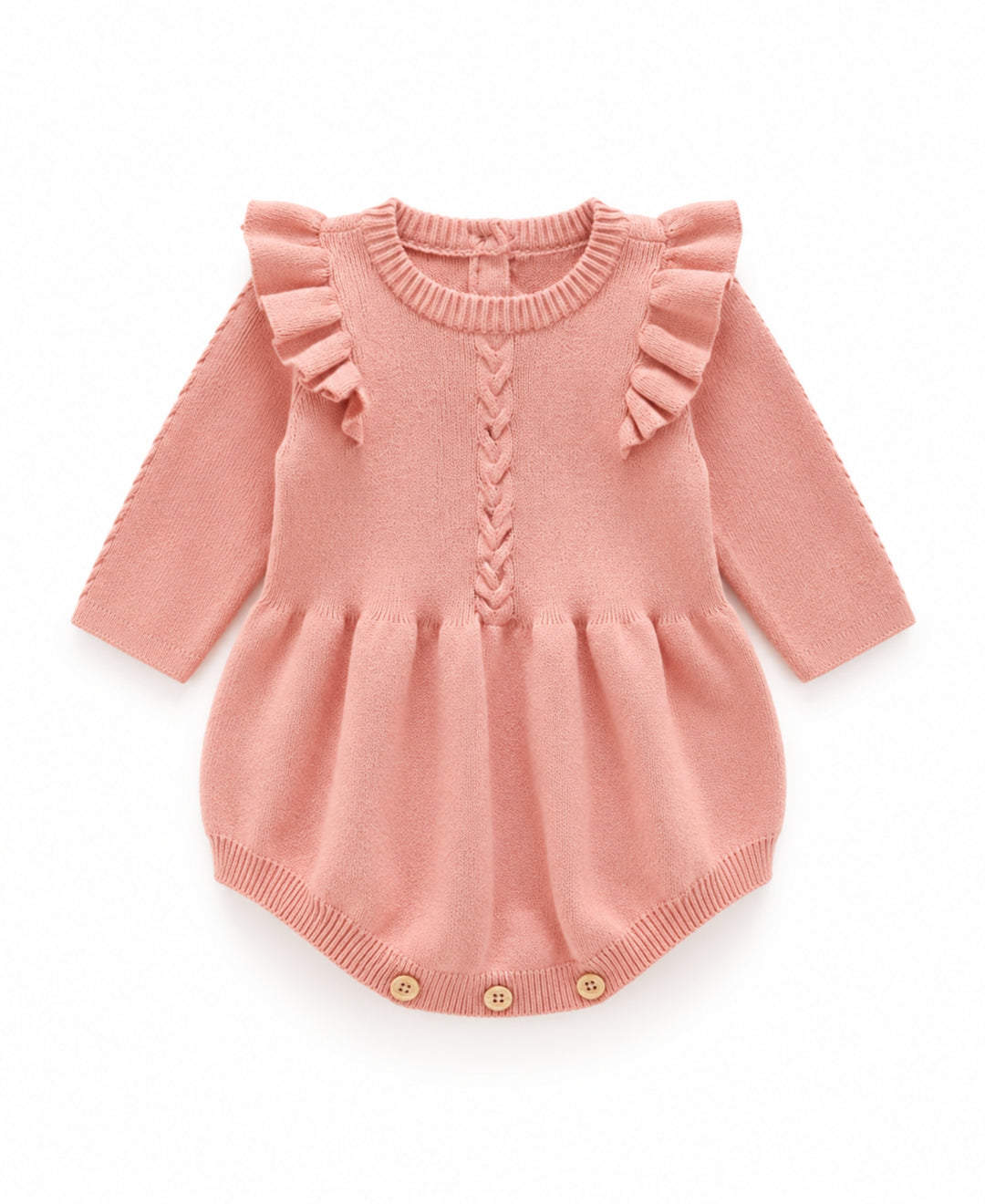 Barboteuse bébé tricotée à volants et torsades