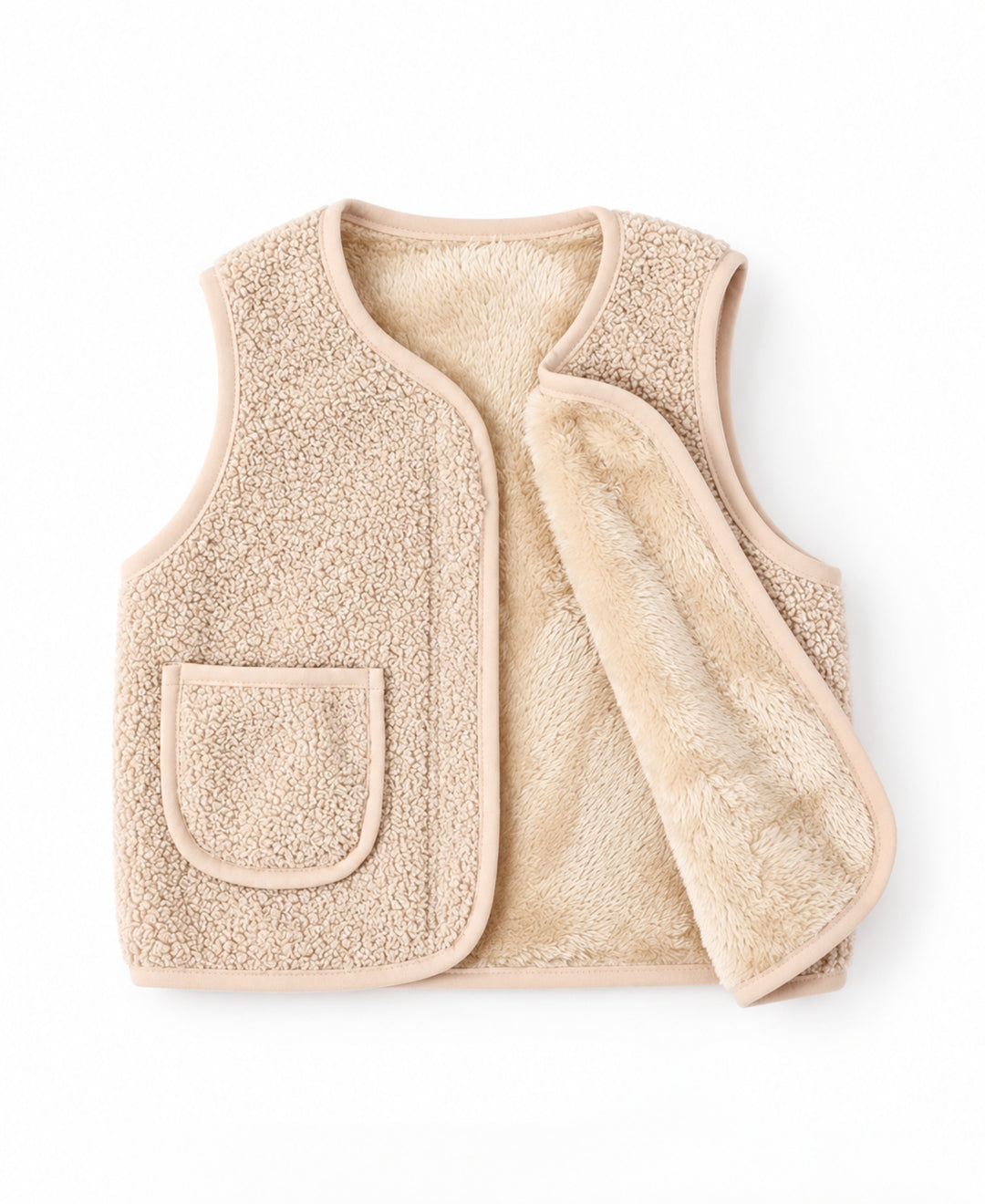 Gilet enfant effet mouton sans manches doublé chaud à poches