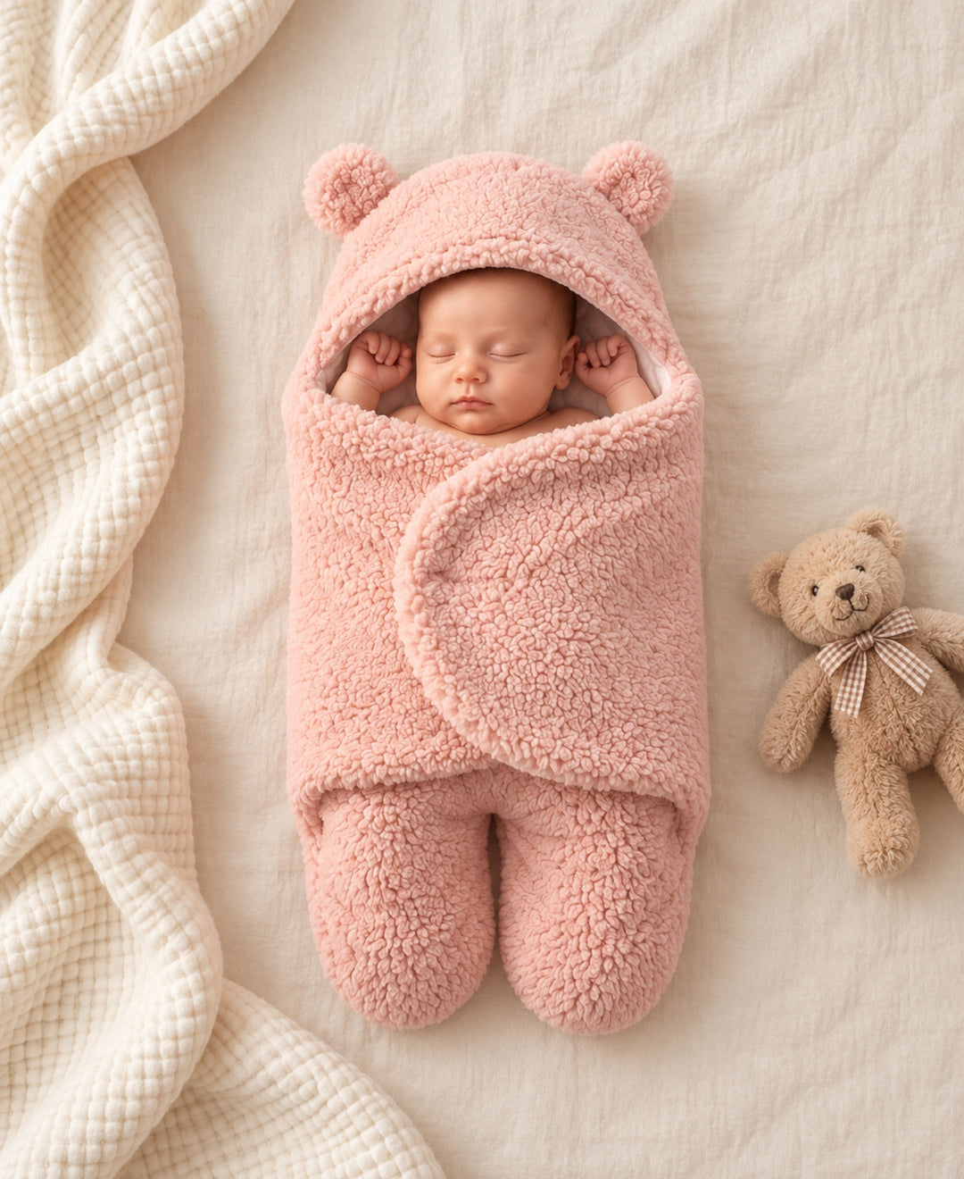Nid d'ange bébé polaire couverture ourson hiver