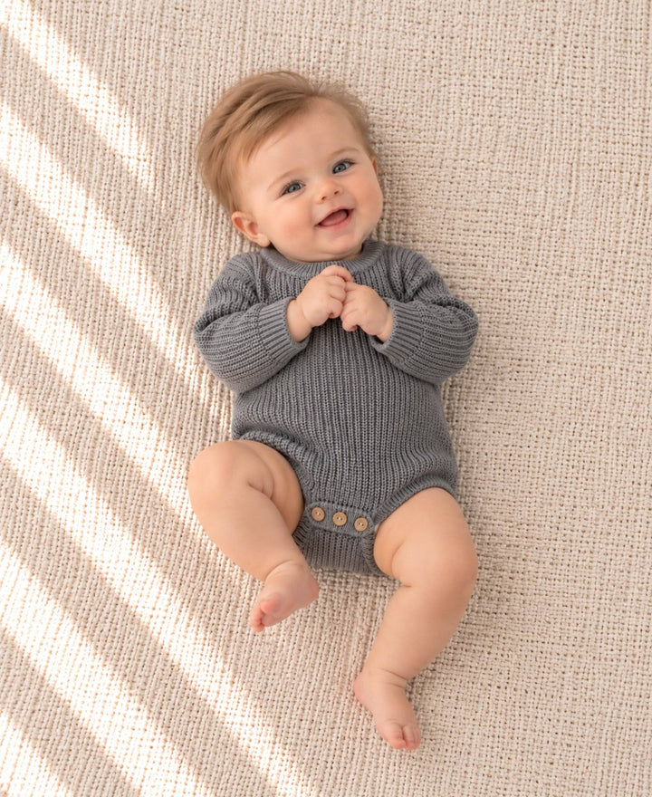 Body bébé en maille tricotée manches longues à boutons