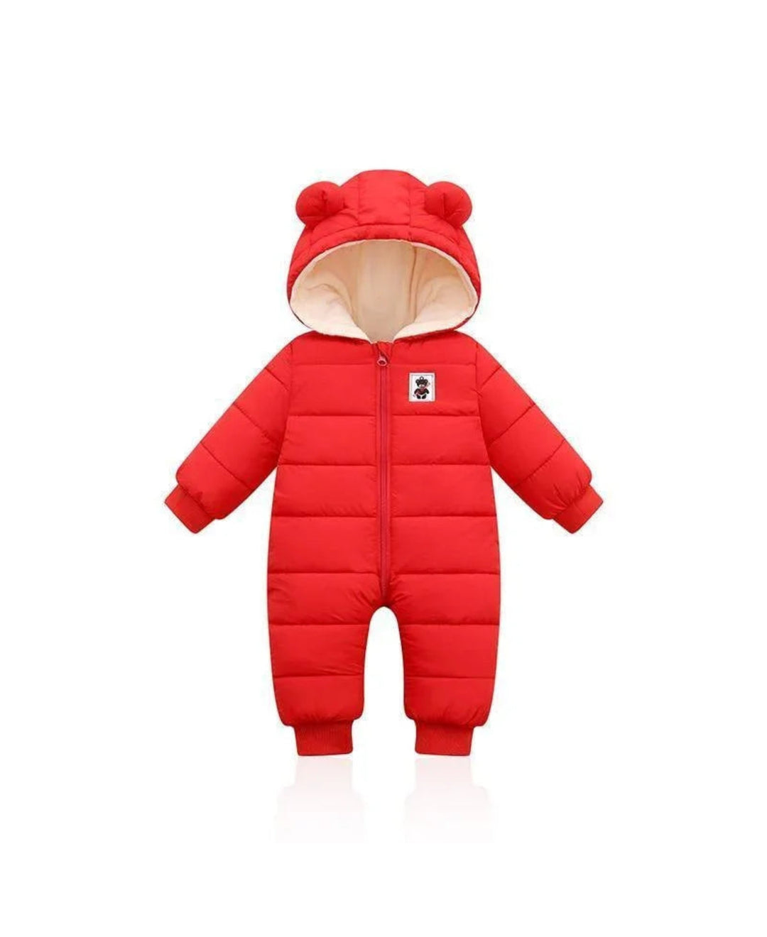 Combinaison bébé matelassée à capuche oreilles ours zippée
