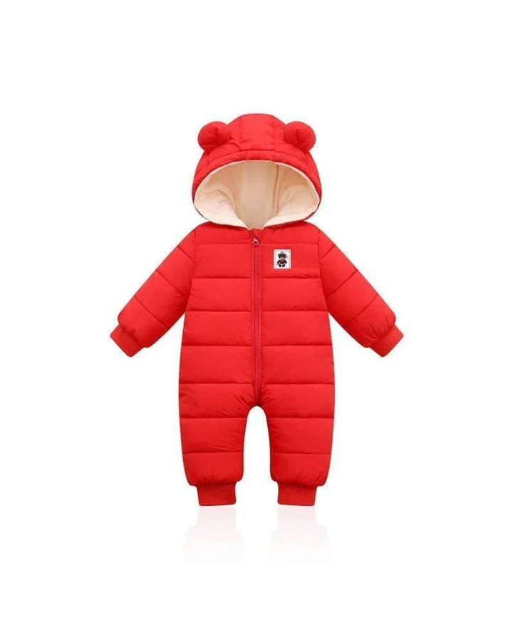 Combinaison bébé matelassée à capuche oreilles ours zippée