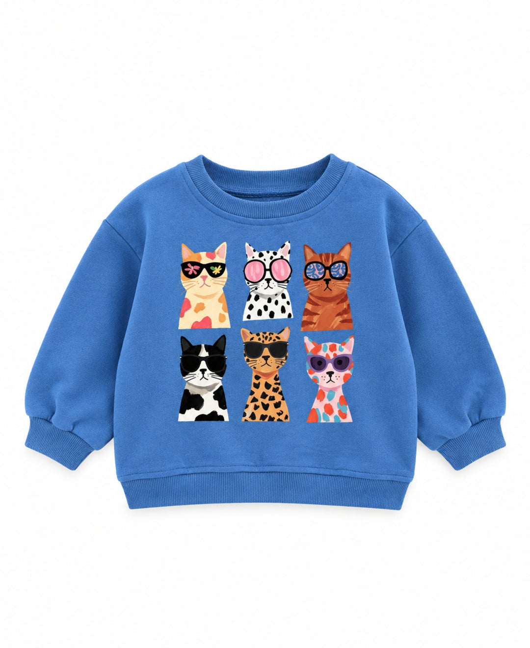 Sweatshirt fille imprimé chats colorés manches longues